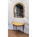 An incredible vintage ornate Italian marble and solid brass half moon console table and solid bra...