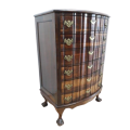 A vintage Imbuia ball & claw 6-drawer chest of drawers with brass handles & ample storage