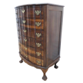 A vintage Imbuia ball & claw 6-drawer chest of drawers with brass handles & ample storage