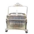 An absolutely gorgeous Antique Art Nouveau crystal cookie jar set in an ornate EPNS silver plated...