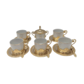 A beautiful vintage Italian made gold plated Mod Dep AB Italy porcelain cups and saucer set with ...