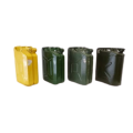 A set of four different coloured 20 litre Jerry cans