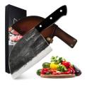 Lifespace Hammer Forged Full Tang Butcher Cleaver with Leather Sheath
