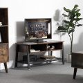 Lifespace Living Room Industrial Style Brown Wood Metal TV Stand Cabinet