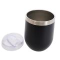 Lifespace Premium Stainless Steel Matt Black Double Walled Wine Cups / Mug - Pair