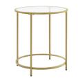 Lifespace Round Glass Side End Table with Gold Frame