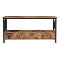 Lifespace Wood & Metal Coffee Table With Drawers & Storage Shelf