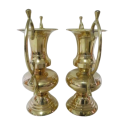 A splendid pair of solid brass double handled vases. Beautiful on display!
