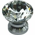 Crystal knob set in chrome base diamond shaped