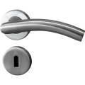 Curved Stainless Steel Lever Handle on Rose with 2 Lever Lock
