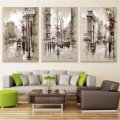 3Pcs Modern City Canvas Print Paintings Wall Hanging Art Pictures Framed Unframed (A) (Unframed)