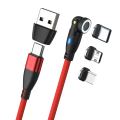 6 in 1 Magnetic Rotatable Cable Data Fast Charging PD100W 1.8m Micro, USB C, IOS Nylon Braided Red