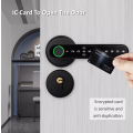 Smart Life Tuya Bluetooth Access Control Fingerprint Keypad Card Door Handle Lock (Silver)