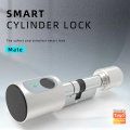 Smart Life Tuya Bluetooth Access Control Fingerprint Card Smart Key Cylinder Door Lock (Silver)