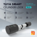 Smart Life Tuya Bluetooth Access Control Fingerprint Card Smart Key Cylinder Door Lock (Black)