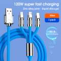Retractable Fast Charging Cable 1.2m 100W 6A 3-in-1 Durable - Blue