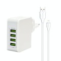 LDNIO 4-Port USB Auto-ID 4.4A Fast Charging Adapter & Lightning Charging Cable