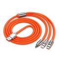 Retractable Fast Charging Cable 1.2m 100W 6A 3-in-1 Durable - Orange