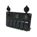 6 gang switch panel with 12V power socket voltmeter and 3.1A dual USB charger Blue LED- Customisable
