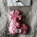 Fabric Flowers with Leaf - Adorable (Pink)