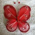 Butterfly Wire, Beads and Glitter (Red)
