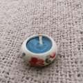 Tiny Candle in Ceramic Floral Candle Holder