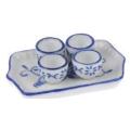 Miniature Tea Set (for Printer's Tray/Dollhouse) Blue & White with Tray
