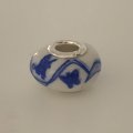 Bead Fitting Pandora White & Blue, 'Chinese' design, Ceramic