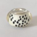 Bead Fitting Pandora Murano-Type Clear White Black Spots