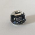 Bead Fitting Pandora Murano-Type Clear Black & Small Multi - coloured Design