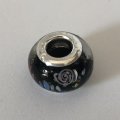 Bead Fitting Pandora Murano-Type Clear Black & Small Multi - coloured Design