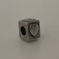 Bead Fitting Pandora 'Silver', Cube Heart, Spacer