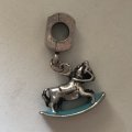 Bead Fitting Pandora Turquoise Enamel & 'Silver' Rocking Horse, Dangle