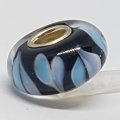 Bead Fitting Pandora Murano-Type Black & Abstract, Blue & White Hearts