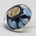 Bead Fitting Pandora Murano-Type Black & Abstract, Blue & White Hearts