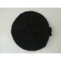 Beret (Wool) - Black with Flower