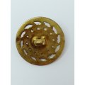 Round Shank Button Latia Design ('Gold' with Center Blue 'Stone')