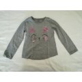 Shirt Grey with Cat Long-Sleeved (Girl)