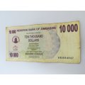 10 Thousand Zimbabwean Dollar Bank Note
