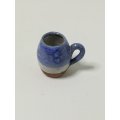 Miniature Brown, White, Blue Striped Coffee Mug