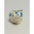 Miniature Ceramic White Candle Elephant with Blue & Green Flower Painting (Miniature, suitable fo...