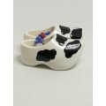 Miniature White Dutch Clogs with Cow Print (Miniature, suitable for printer's tray)