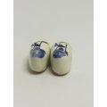 Miniature Pair White Dutch Clogs with Blue Design & Golden Inners (Miniature, suitable for printe...