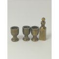 Miniature Wine Bottle and Wine Glass Brass (Miniature, suitable for printer's tray)