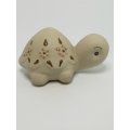 Miniature Plain Grey Clay Tortoise with Enamel Painted Flowers - Design 2 (Miniature, suitable fo...