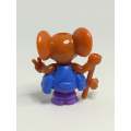 Miniature Brown Mouse Big Ears, Blue & Purple Outfit, Holding Stick (Miniature, suitable for prin...