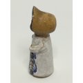 Miniature Ceramic Doll Dressed in Blue & White Dress & Bonnet (Miniature, suitable for printer's ...