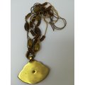 Necklace Multi-strand with 'Brass' Matt Pendant