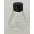 Miniature Perfume Bottle: Lovely faceted with black lid. No design house (10ml)