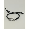 Black Rope & 'Silver' & 'Silver' Heart Charm